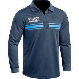 Polo Police Municipale P.M. ONE Manches Longues Bleu Marine