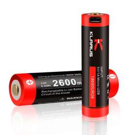 Batterie Rechargeable Micro USB 18650 3,6V 2600mAh Klarus