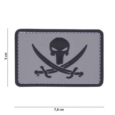 Patch 3D PVC Punisher Pirate Gris/Noir