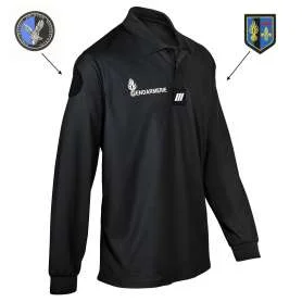 Polo Gendarmerie Cooldry Manches Longues Homme Noir Patrol Equipement
