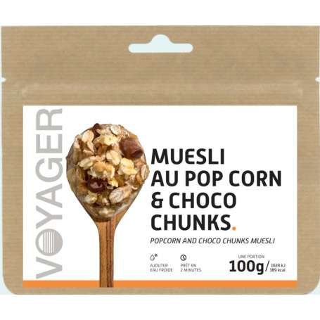 Muesli au pop corn & choco chunks lyophilisé 100g - Voyager 01990