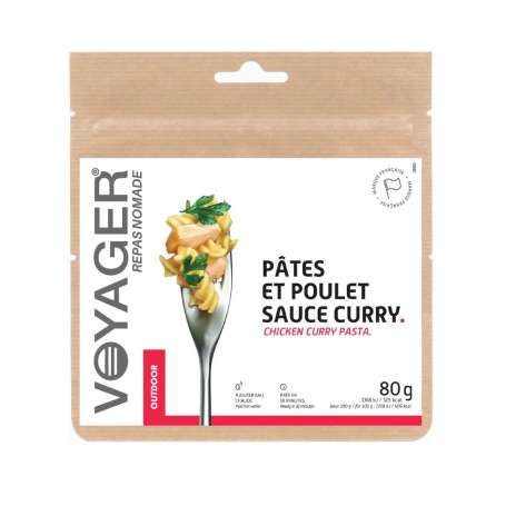 Pâtes et poulet sauce curry lyophilisé 80g - Voyager 00104