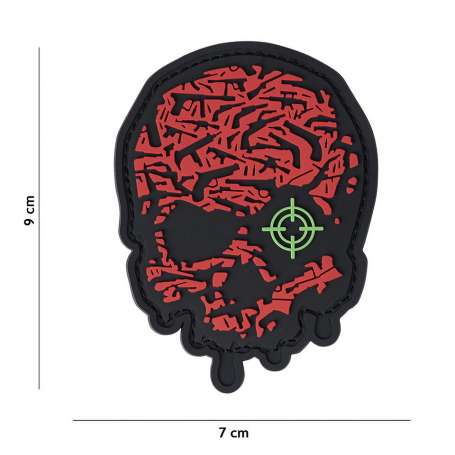 Patch 3D PVC Tête de mort rouge - 101 Inc. 13039