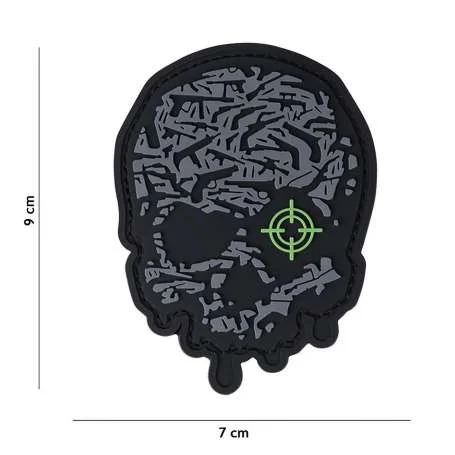 Patch 3D PVC Tête de mort grise - 101 Inc. 15042
